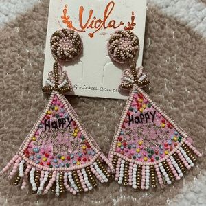 Happy Birthday Celebration Hat Earrings